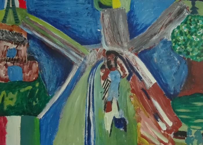 5.	Painting by a stateless orphan child on the theme of nationality and statelessness © UNHCR Côte d’Ivoire / SOS Villages Aboisso’